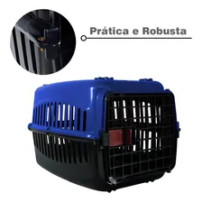 Caixa De Transporte Alça Porta Gatos Coelhos Azul/preta N2 Foto mini 2