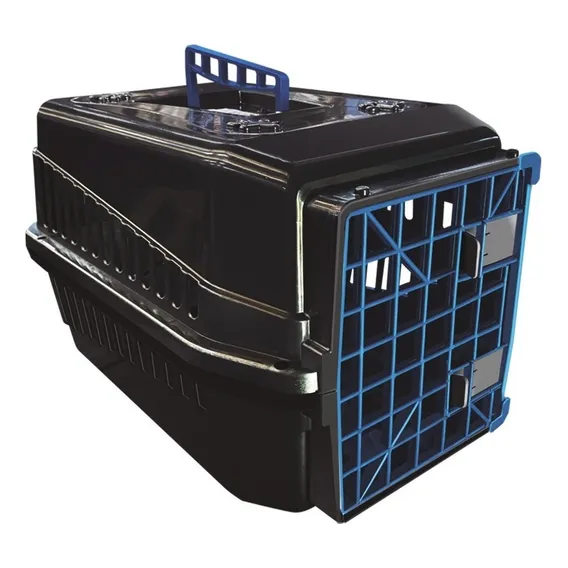Caixa De Transporte N3 Cachorro Gato Cão Medios A Grandes Cor Azul Foto 1