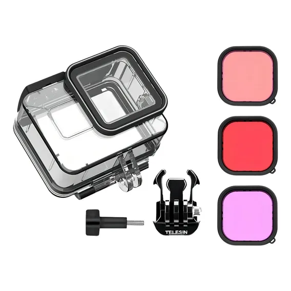Caixa Estanque + Kit Filtros Telesin Gopro Hero 9 E 10 Black Foto 1