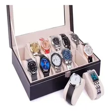 Caixa Estojo Porta Rel贸gios 12 Nichos Couro Ecol贸gico Preto Foto mini 3