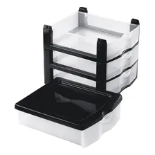 Caixa Gaveteiro Plástico Organizador Multiuso C/4 Gavetas Cor Preto Foto mini 4