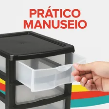 Caixa Gaveteiro Plástico Organizador Multiuso C/4 Gavetas Cor Preto Foto mini 3