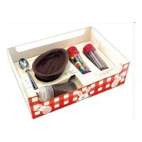 Caixa Kit Confeiteiro Xadrez Vermelho - Meio Ovo 10 Un Foto 1