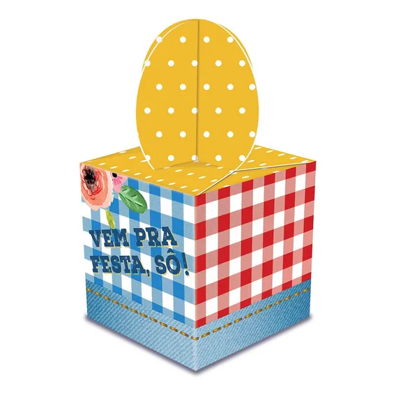 Caixa Lembrancinha Festa Junina 5,1x5,1x7,8cm Junco 8und Foto 1