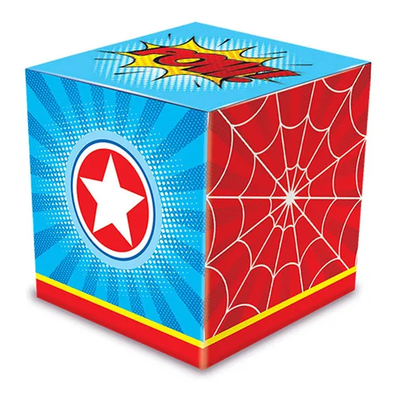 Caixa Lembrancinha Super Hero Boy 5,1x5,1x7,8cm Junco 8und Foto 1