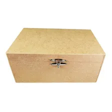 Caixa Lisa C/ Dobradiça Fecho 30x20x13 Mdf Madeira Gravação Foto mini 1