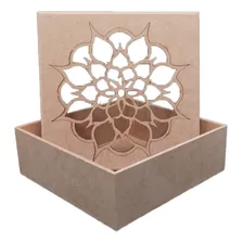 Caixa Mandala Flor Em Mdf Cru 15x15x5 Foto mini 3