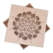 Caixa Mandala Flor Em Mdf Cru 15x15x5 Foto mini 1