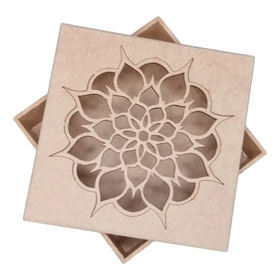 Caixa Mandala Flor Em Mdf Cru 15x15x5 Foto 1