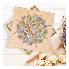 Caixa Mandala Flor Em Mdf Cru 15x15x5 Foto mini 4
