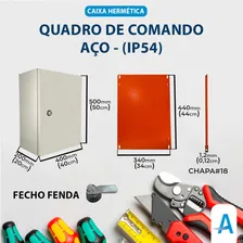 Caixa Metalica Quadro Painel Comando 50x40x20 Autack Hermetico Sobrepor S/ Flange 500x400x200 Foto mini 3