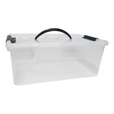 Caixa Organizadora 12,4 L Plástica Transparente Com Travas Foto mini 1