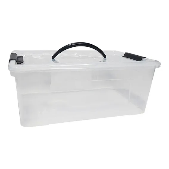 Caixa Organizadora 12,4 L Plástica Transparente Com Travas Foto 1