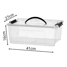 Caixa Organizadora 12,4 L Plástica Transparente Com Travas Foto mini 3