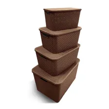 Caixa Organizadora Cesto Rattan Marrom 7 Litros Com Tampa Foto mini 1