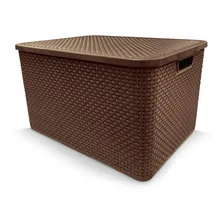 Caixa Organizadora Cesto Rattan Marrom 7 Litros Com Tampa Foto mini 2