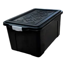 Caixa Organizadora Com Tampa E Trava 70 Litros - Preta Caixa Organizadora Com Trava Foto  mini 1