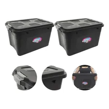 Caixa Organizadora Multiuso Plástica 30 Litros Kit 2 Peças Cor Preto Foto  mini 1