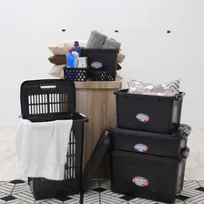 Caixa Organizadora Multiuso Plástica 56 Litros Kit 2 Peças Cor Preto Foto mini  3
