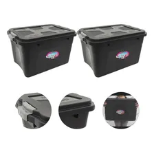 Caixa Organizadora Multiuso Plástica 56 Litros Kit 2 Peças Cor Preto Foto  mini 1