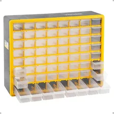 Caixa Organizadora Plástica Vonder 64 Gavetas Gaveteiro Cor Preto e amarelo Foto mini 2