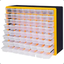 Caixa Organizadora Plástica Vonder 64 Gavetas Gaveteiro Cor Preto e amarelo Foto mini 1