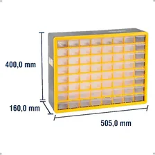 Caixa Organizadora Plástica Vonder 64 Gavetas Gaveteiro Cor Preto e amarelo Foto mini 4