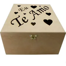 Caixa Organizadora Presente Eu Te Amo Grande Mdf Foto  mini 1