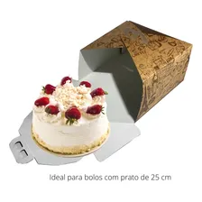 Caixa P/ Bolo Com Alça - Ideal P/ Pratos De 25cm - 10uni Foto mini 3