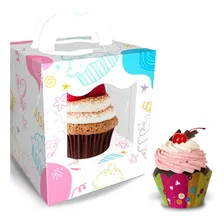 Caixa Para Cupcake (individual) 8,5x8,5x10cm - 10 Unidades Foto mini  3