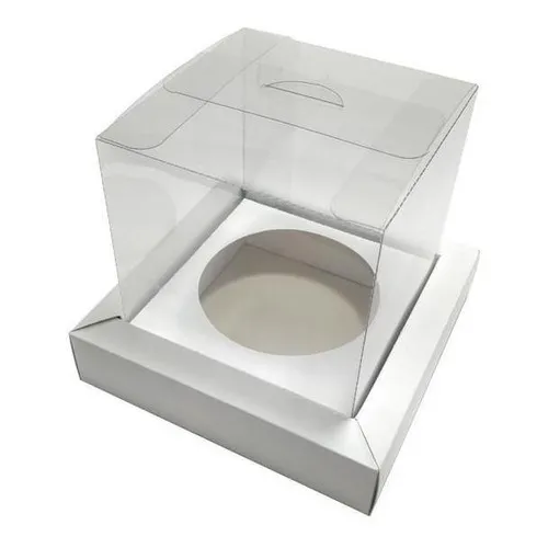Caixa Para Panetone 10x10x12cm Branco Com Borda Kit 30und Foto 1