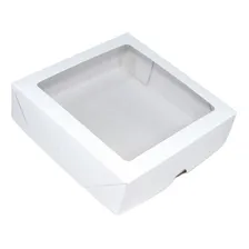 Caixa Para Presente Branca Visor 15x15x4 Tampa E Fundo 20 Un Foto  mini 1