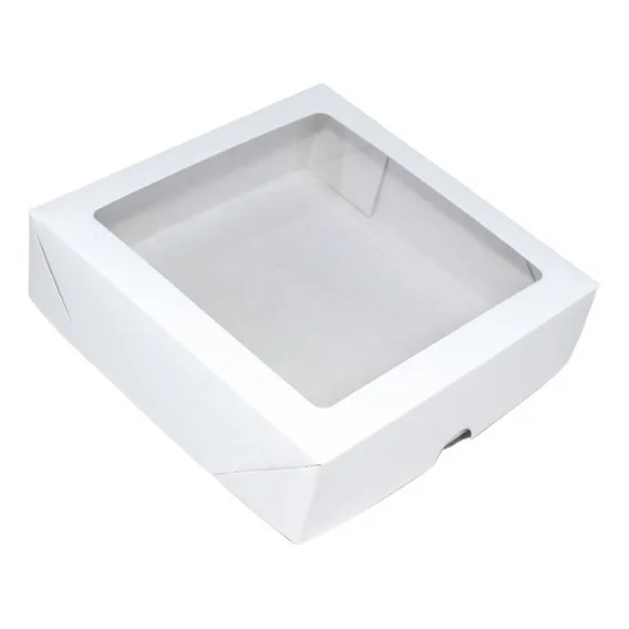 Caixa Para Presente Branca Visor 15x15x4 Tampa E Fundo 20 Un Foto 1