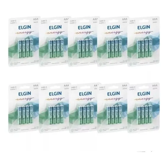 Caixa Pilha Alcalina Aaa Elgin 82155 Com 10 Blister 4 Pilhas Foto 1