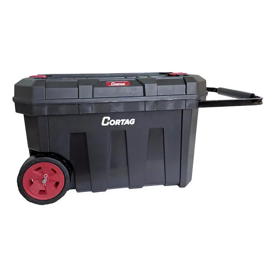 Caixa Plástica Baú Com Rodas 24'' 62544 - Cortag Cor Preto Foto 1