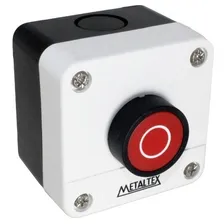 Caixa Plástica Cinza Botão Pulso Vermelho 1nf Cp1-d Metaltex Foto  mini 1