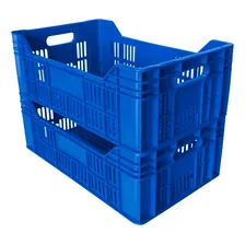 Caixa Plástica Empilhável Hortifruti Organizadora Vazadas Cor Azul Foto mini 1