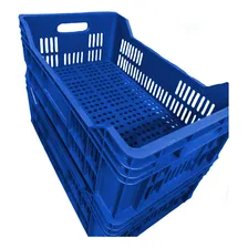 Caixa Plástica Empilhável Hortifruti Organizadora Vazadas Cor Azul Foto mini 4
