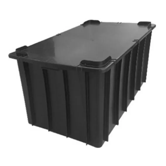 Caixa Plástica Organizadora 180l Com Tampa - Preta Foto 1