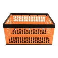 Caixa Plástica Organizadora Dobrável Utilidade Empilhável Cor Laranja Foto mini 1