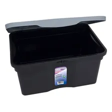 Caixa Plastica Organizadora Preta Multiuso Com Tampa 5L Cor Preto Foto mini 1