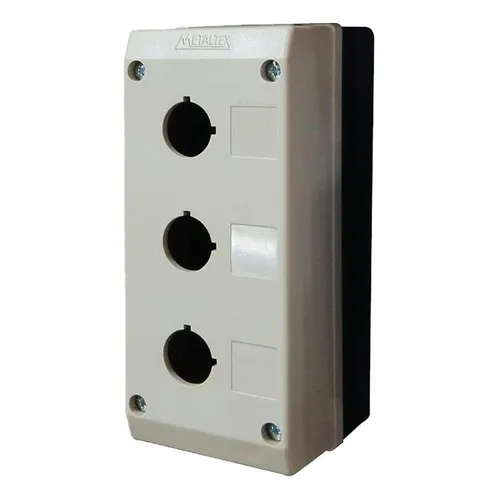 Caixa Plástica Tn2-b3 3 Furos Para Botão 22mm Cinza Metaltex Foto 1
