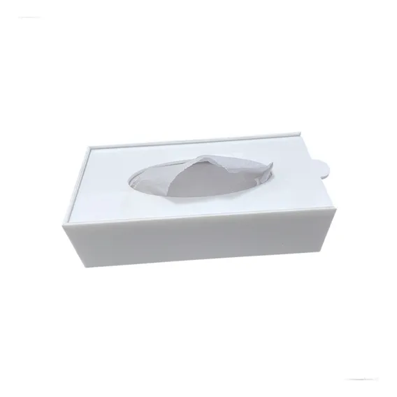 Caixa Porta Lenços De Papel Acrílico Branco Interfolha Foto 1