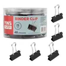 Caixa Pregador De Papel Binder Preto Metal 25mm 48pcs Forte Foto mini 3