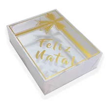Caixa Presente Feliz Natal, 10 Unid, 15 Cm, Dourado D Foto mini 1