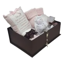 Caixa Presente Personalizada Batizado Batismo Anjinho Rosa Foto mini 3