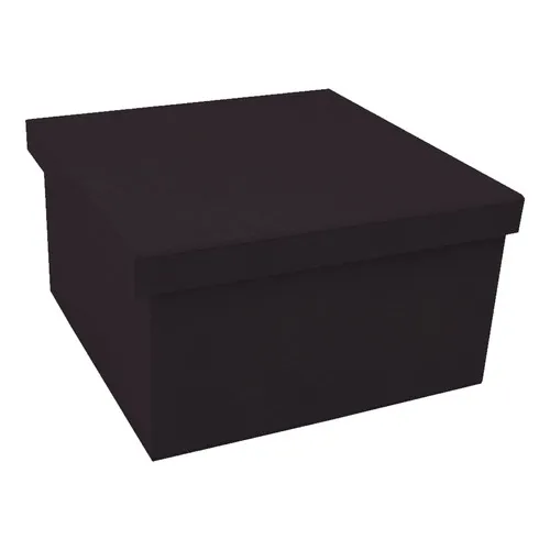 Caixa Quadrada Tampa Sapato 25x25x15 Mdf Madeira Pintado Cor Preto Foto 1