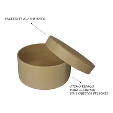 Caixa Redonda Tampa Sapato 16x16x7 Mdf Madeira Cor Cru Foto mini 3