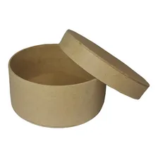 Caixa Redonda Tampa Sapato 16x16x7 Mdf Madeira Cor Cru Foto mini 1