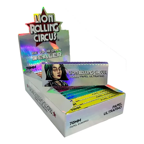 Caixa Seda Lion Rolling Circus Prata Mini Size 70mm Premium Foto 1